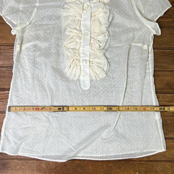 Stunning womens J Crew sheer blouse silk ruffle short sleeve sheer cream size 4 - Picture 6 of 8